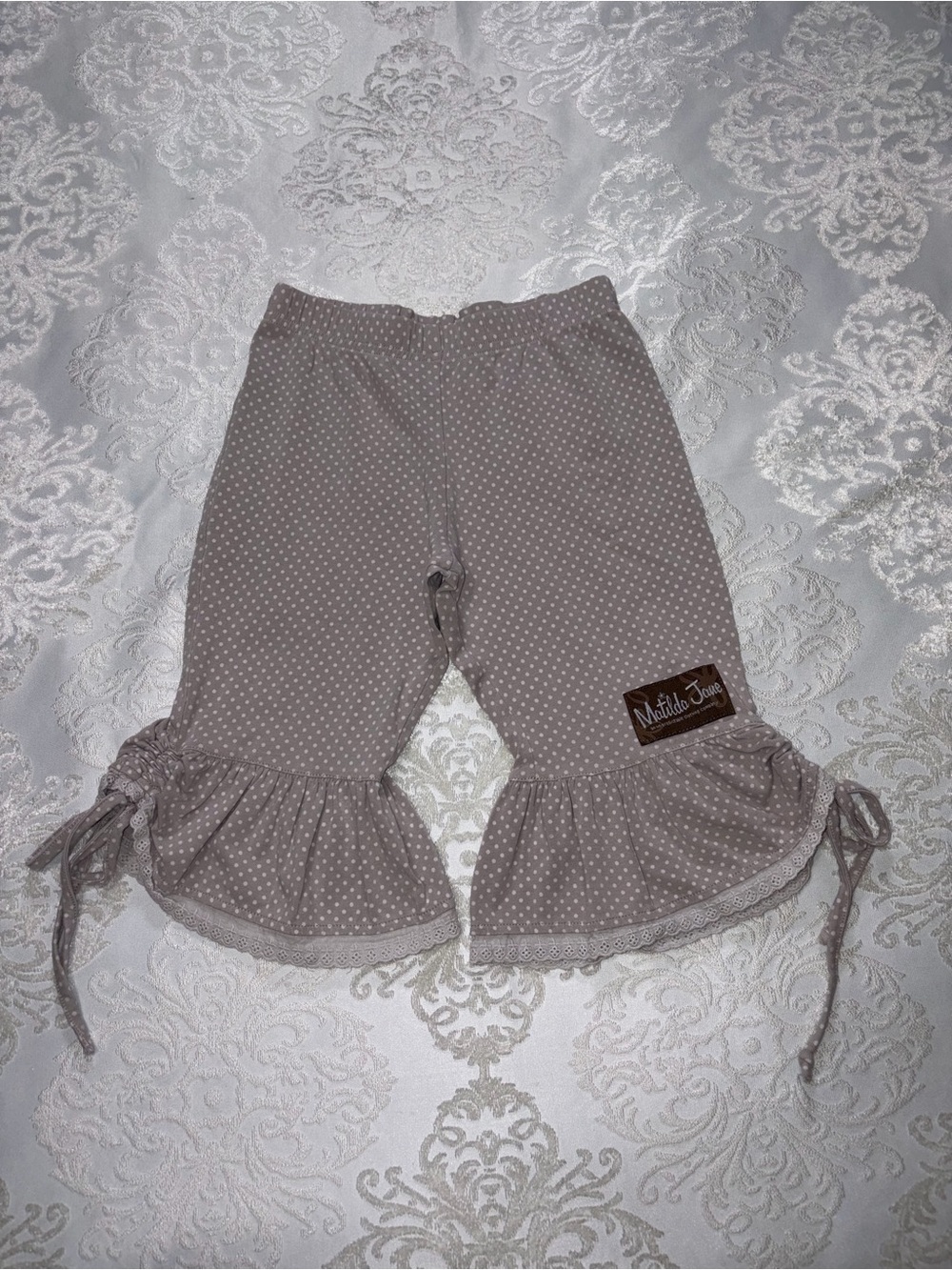 Matilda Jane Grey Polka Dot Ruffle Pants Size 2